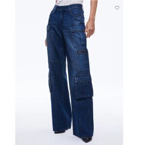 Alice + Olivia Cay Baggy Cargo Jeans in Love Train Size 25 NWT